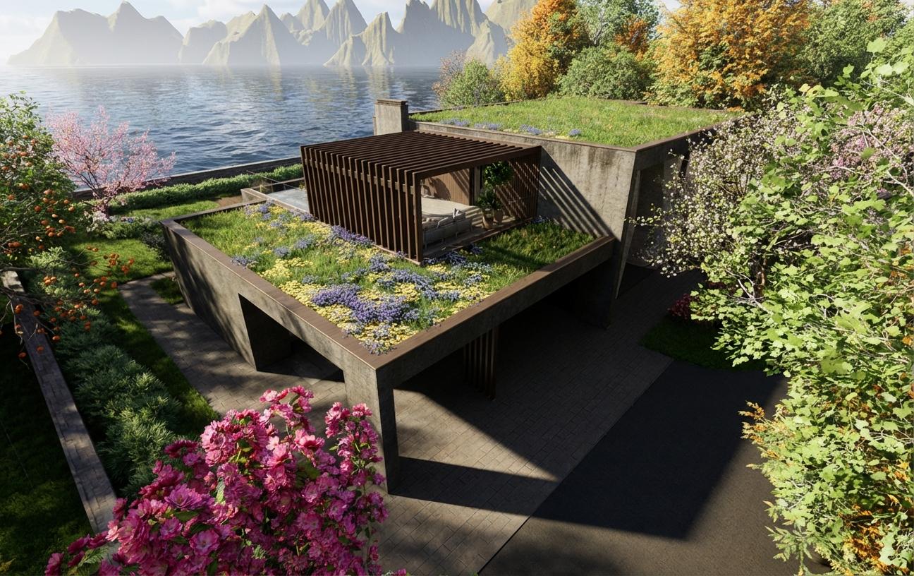 Villa Pavia — dach zielony, ujęcie lotnicze