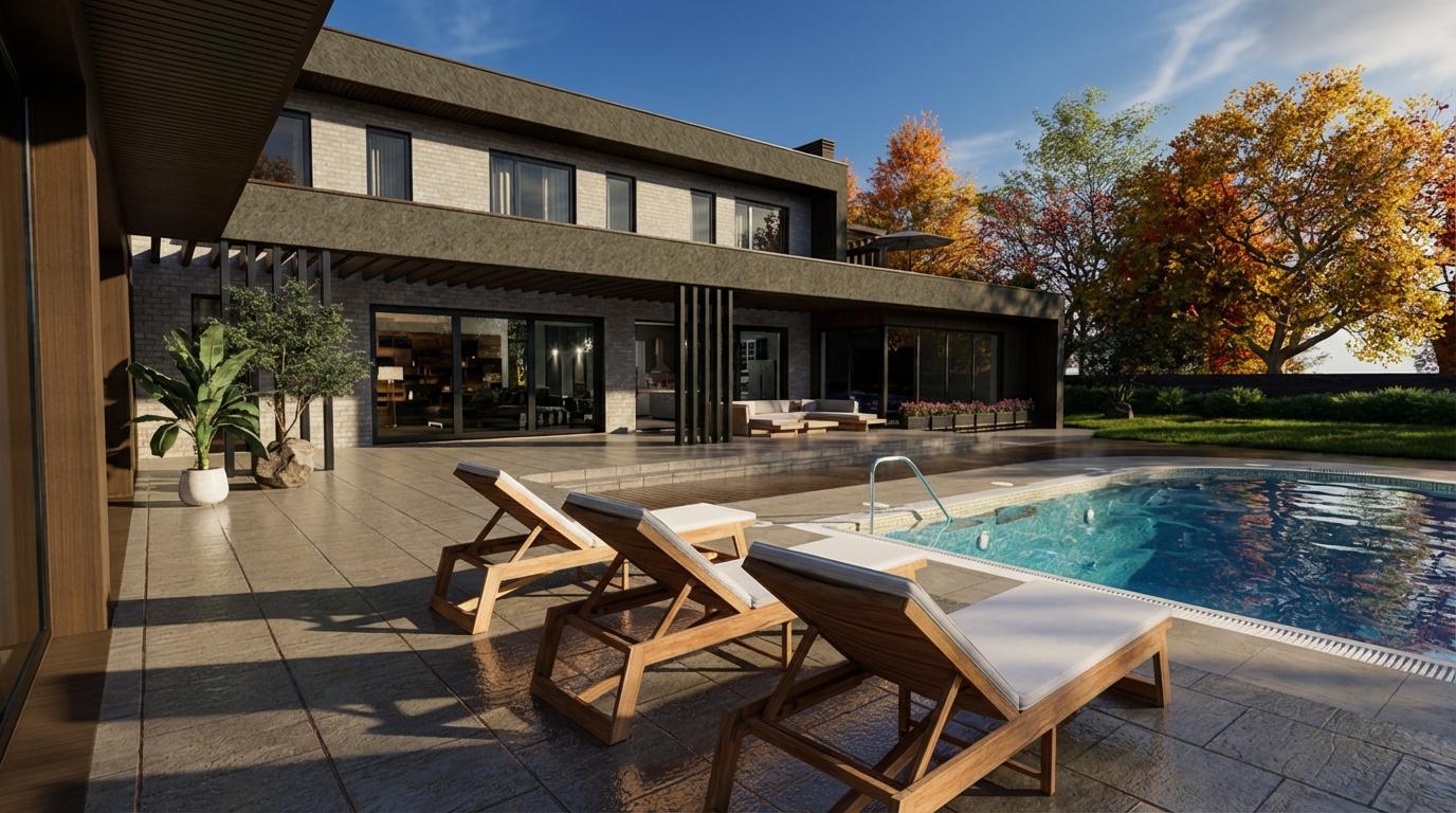 Villa Pavia — strefa relaksu przy basenie